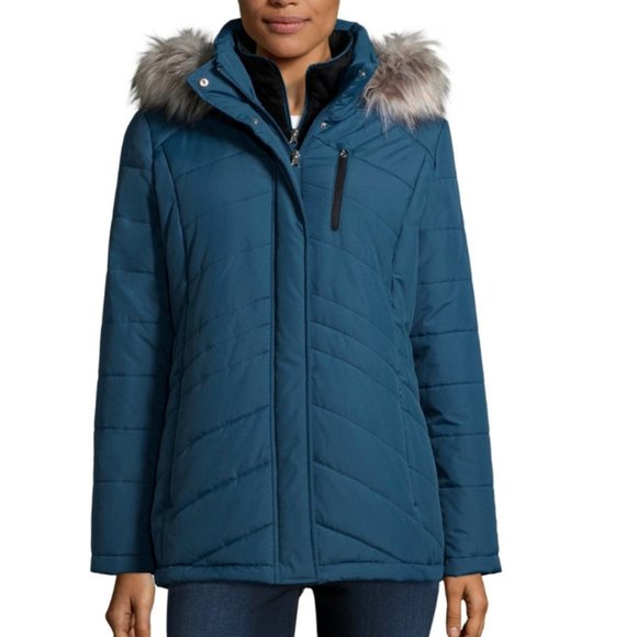 Free Country Hooded Water Resistant Heavyweight Puffer Jacket, Teal, Size:  M ()